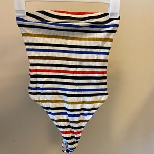 Urban Outfitters Striped Bandeau Bodysuit